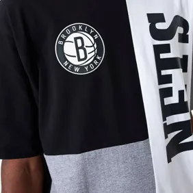 Brooklyn Nets Nba Cut And Sew Oversized T-Shirt
