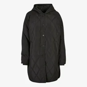 Ladies Oversized Diamond Quilted Hooded Coat