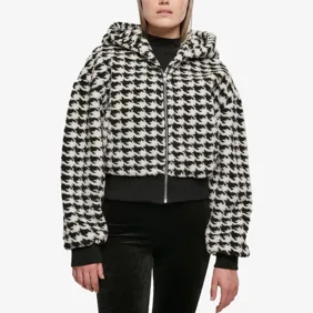 Ladies Short Oversized Aop Sherpa Jacket