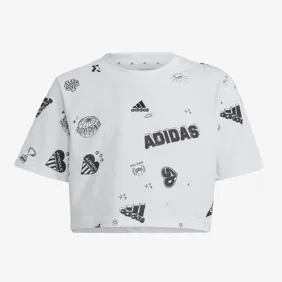 Brand Love Allover Print Crop Tee Kids