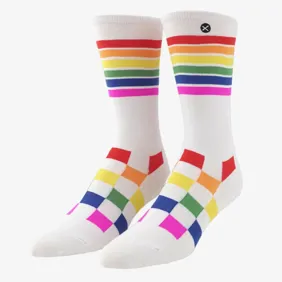 Kander Rainbow Checkerboard Wos Crew Socks