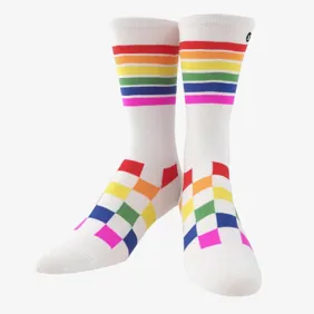 Kander Rainbow Checkerboard Wos Crew Socks