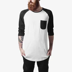 Long Raglan 3/4 Sleeve Pocket Tee