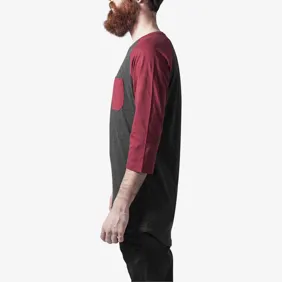 Long Raglan 3/4 Sleeve Pocket Tee