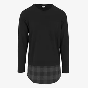 Shaped Flanell Bottom Long Sleeve Pocket Tee Top