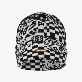 Black And White Warp Check Beanie