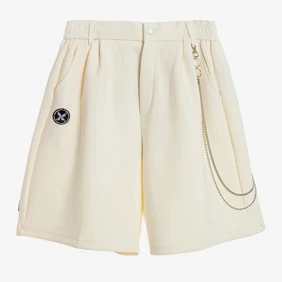 Knit Shorts Chain Detail Logo Patches