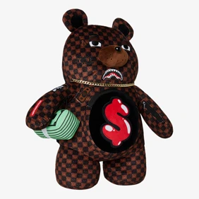 Sharks In Paris Wtf Bubble Brown Check Moneybear Backpack