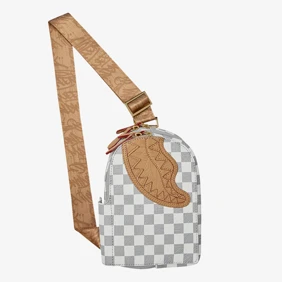 Embossed Cream Check Backpack Sling