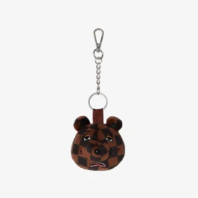Brown Checker Bear Head Keychain