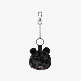 Grey Checker Bear Head Keychain