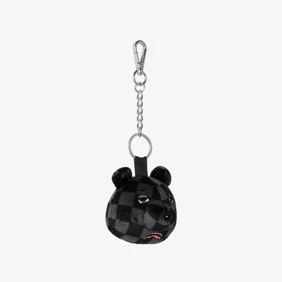 Grey Checker Bear Head Keychain