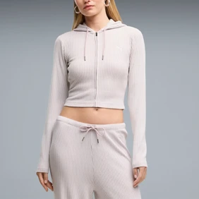 Ess Ribbed Full-zip Soft Touch Hoodie