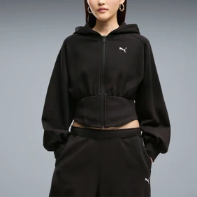 Street Glam Bedazzled Fz Balloon Sleeve Hoodie Fl