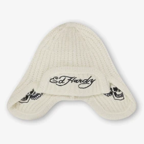 Flaming Skull Knitted Trapper Hat