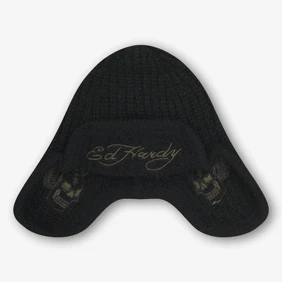 Flaming Skull Knitted Trapper Hat