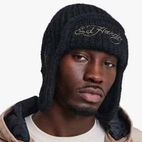 Flaming Skull Knitted Trapper Hat
