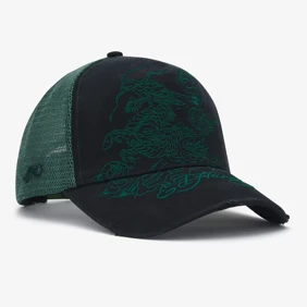 Outline Dragon Distressed 5 Panel Trucker Cap