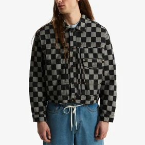 Check-5 Checkerboard Denim Trucker Jacket