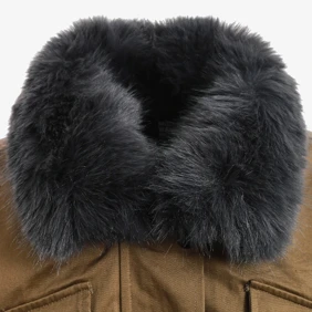 Teddy Canvas Patches Fur Jacket