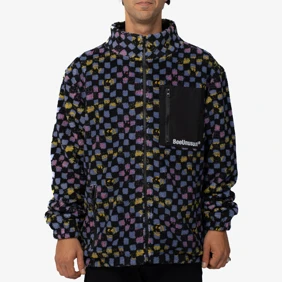 Checkered Sherpa Fleece Full Zip Jacket