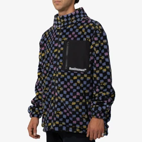 Checkered Sherpa Fleece Full Zip Jacket