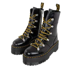 Ghilana Max Distressed Patent Leather Platform Boots