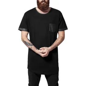 Long Shaped Leather Imitation Tee