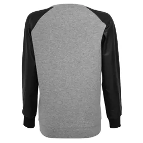 Ladies Leather Imitation Wideneck Crew