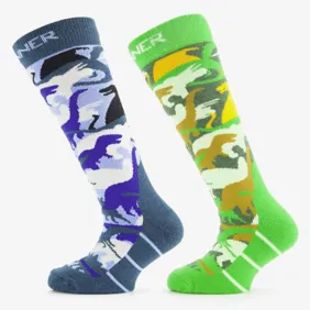 Kids Ski Socks Dino Double Pack