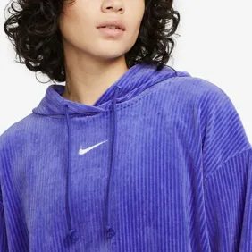 Velour Cropped Pullover Hoodie