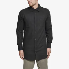 Side-zip Long Checked Flanell Shirt