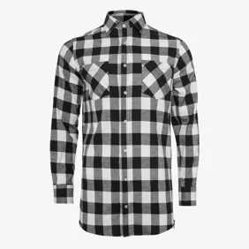Side-zip Long Checked Flanell Shirt